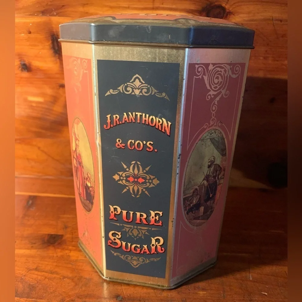 Vintage 90’s Tin J.R. Anthorn & Co. Unity Mills, NY Pure Sugar Made in ENGLAND